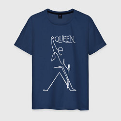 Футболка хлопковая мужская Queen- Фредди и микрофон, цвет: тёмно-синий