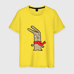 Футболка хлопковая мужская Кролик в шарфике, цвет: желтый