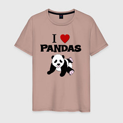 Футболка хлопковая мужская I love Panda - люблю панд, цвет: пыльно-розовый