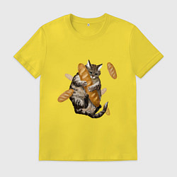 Футболка хлопковая мужская Котик и батон, цвет: желтый