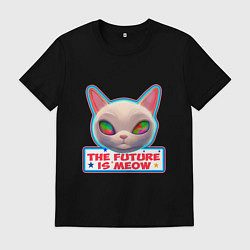 Футболка хлопковая мужская Будущее это мяу, цвет: черный