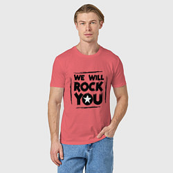 Футболка хлопковая мужская We rock you, цвет: коралловый — фото 2