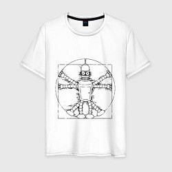 Футболка хлопковая мужская Vitruvian Bender, цвет: белый