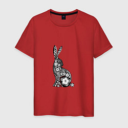 Футболка хлопковая мужская White-Black Rabbit, цвет: красный