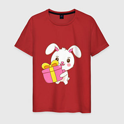 Футболка хлопковая мужская Кролик с подарком, цвет: красный