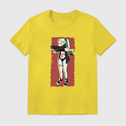 Футболка хлопковая мужская Ребекка Cyberpunk Edgerunner, цвет: желтый