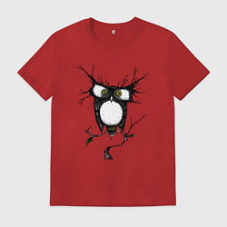 Футболка хлопковая мужская Сова и безумие, цвет: красный