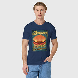 Футболка хлопковая мужская Burgers - Made fresh daily!, цвет: тёмно-синий — фото 2
