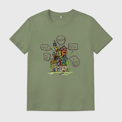 Футболка хлопковая мужская Дома и диалоги, цвет: авокадо