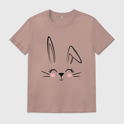 Футболка хлопковая мужская Веселый Заяц, контурная мордочка, цвет: пыльно-розовый