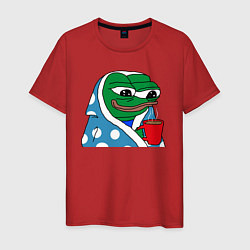 Футболка хлопковая мужская Frog Pepe мем, цвет: красный