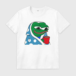 Футболка хлопковая мужская Frog Pepe мем, цвет: белый