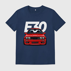 Футболка хлопковая мужская BMW E30, цвет: тёмно-синий
