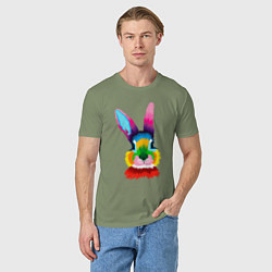 Футболка хлопковая мужская Радужный кролик, цвет: авокадо — фото 2