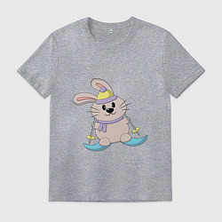 Футболка хлопковая мужская Кролик - лыжник, цвет: меланж