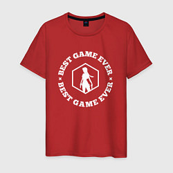 Футболка хлопковая мужская Символ Tomb Raider и круглая надпись best game eve, цвет: красный