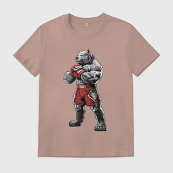 Футболка хлопковая мужская Питбуль - Смешанные единоборства - MMA, цвет: пыльно-розовый