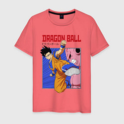 Футболка хлопковая мужская Dragon Ball - Сон Гоку - Удар, цвет: коралловый