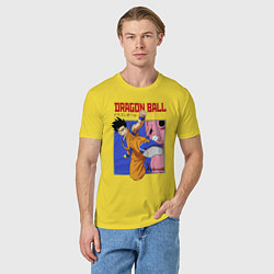 Футболка хлопковая мужская Dragon Ball - Сон Гоку - Удар, цвет: желтый — фото 2
