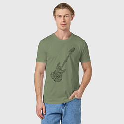 Футболка хлопковая мужская Гитара из нот, цвет: авокадо — фото 2