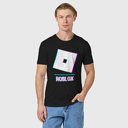 Футболка хлопковая мужская Roblox в стиле glitch и баги графики, цвет: черный — фото 2