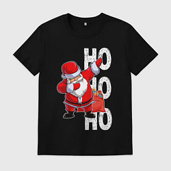 Футболка хлопковая мужская Through the snow, Santa Claus, dabbing, цвет: черный