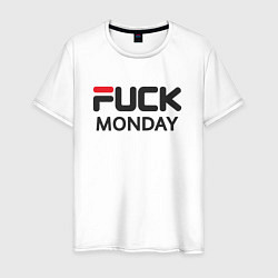 Футболка хлопковая мужская Fuck monday, anti-brand, fila, цвет: белый