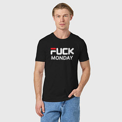 Футболка хлопковая мужская Fuck monday, fila, anti-brand, цвет: черный — фото 2