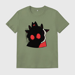 Футболка хлопковая мужская Cult of the Lamb - Овечка в испуге, цвет: авокадо