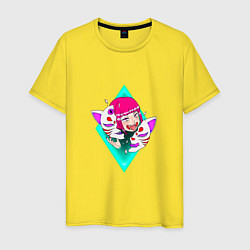 Футболка хлопковая мужская Кицунэ: Anime, цвет: желтый