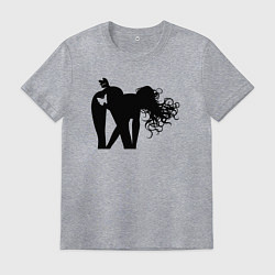 Футболка хлопковая мужская Девушка и бабочка, цвет: меланж