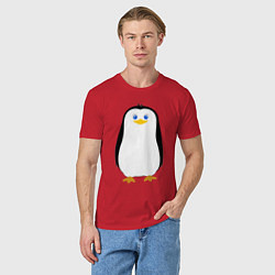 Футболка хлопковая мужская Красивый пингвин, цвет: красный — фото 2