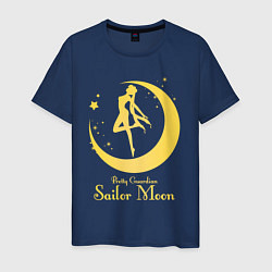 Футболка хлопковая мужская Sailor Moon gold, цвет: тёмно-синий