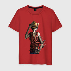 Футболка хлопковая мужская One piece d luffy, цвет: красный