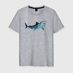 Футболка хлопковая мужская Realistic shark, цвет: меланж