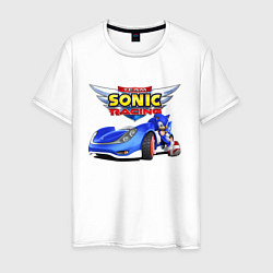 Футболка хлопковая мужская Team Sonic racing - hedgehog, цвет: белый