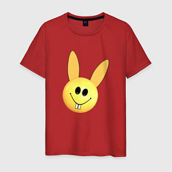 Футболка хлопковая мужская Кролик-смайлик, цвет: красный