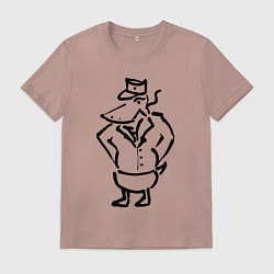 Футболка хлопковая мужская Утка в куртке, цвет: пыльно-розовый