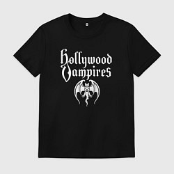 Футболка хлопковая мужская Hollywood vampires рок группа, цвет: черный