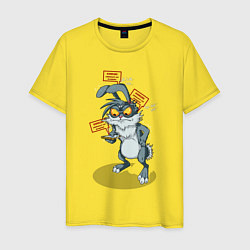 Футболка хлопковая мужская Смарт кролик, цвет: желтый