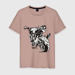 Футболка хлопковая мужская Motorcycle, цвет: пыльно-розовый