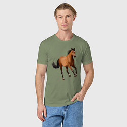 Футболка хлопковая мужская Мустанг лошадь, цвет: авокадо — фото 2