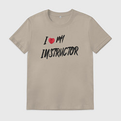 Футболка хлопковая мужская Любимый инструктор, цвет: миндальный