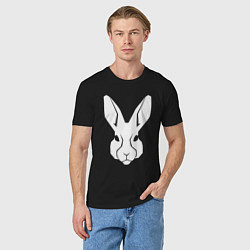 Футболка хлопковая мужская White rabbit head, цвет: черный — фото 2