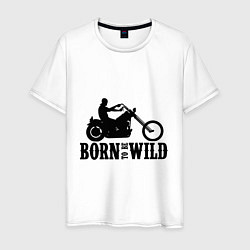 Футболка хлопковая мужская Born to be wild, цвет: белый