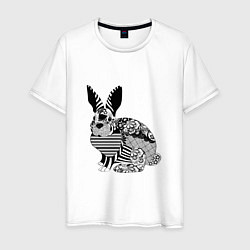 Футболка хлопковая мужская Rabbit in patterns, цвет: белый