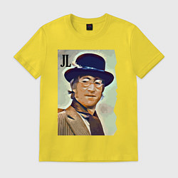 Футболка хлопковая мужская John Lennon - legendary musician, цвет: желтый