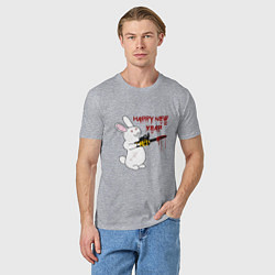 Футболка хлопковая мужская Злой кролик 2023, цвет: меланж — фото 2