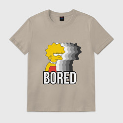 Футболка хлопковая мужская Лиза Симпсон - bored, цвет: миндальный