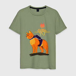 Футболка хлопковая мужская Stray - cat logo, цвет: авокадо